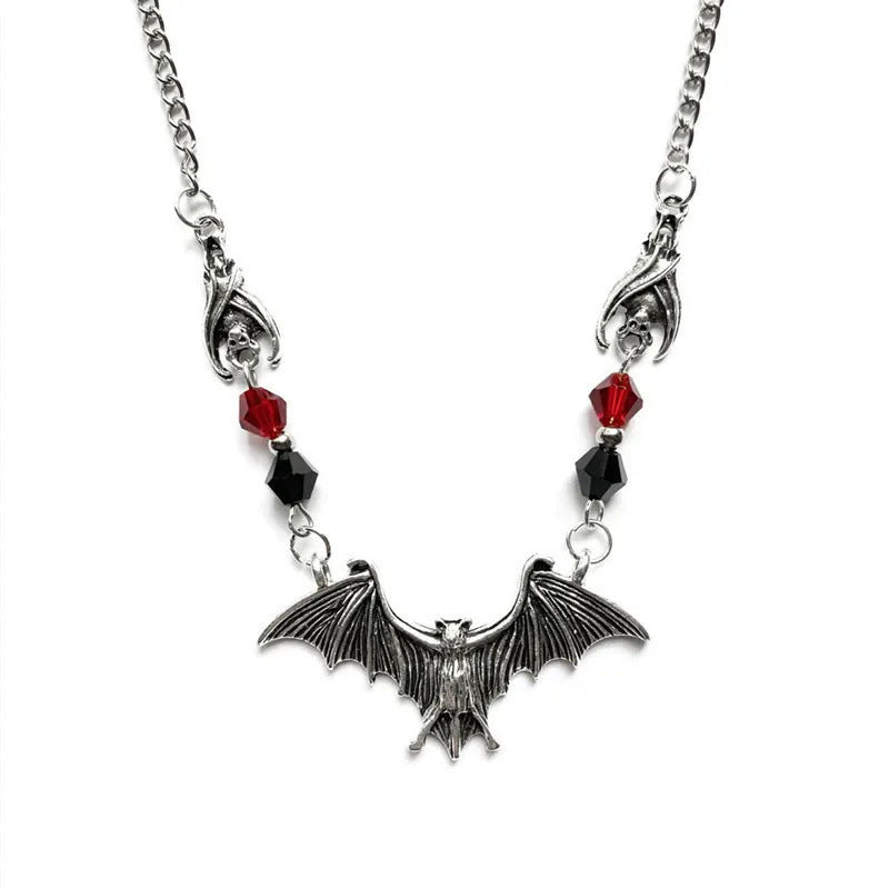 Wholesale Halloween Black Bat Necklace Goth Theme Crystal Beads Necklaces ACC-NE-MLR001