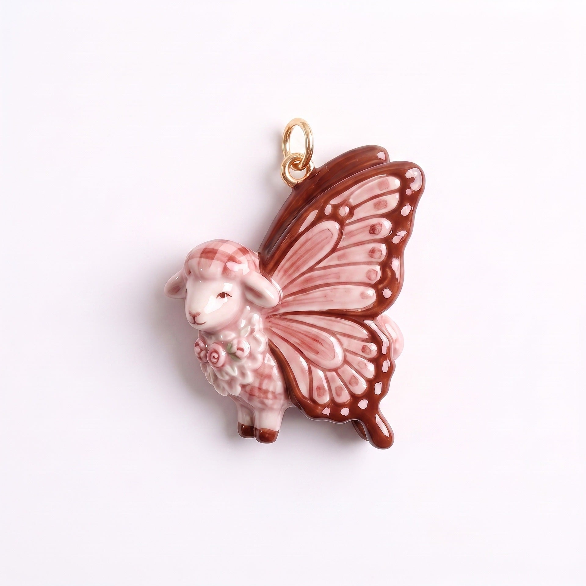 Wholesale Lolita pink checkered sheep enamel pendant,  hot air balloon teacup,  sheep DIY bracelet,  necklace,  earrings,  jewelry accessories
