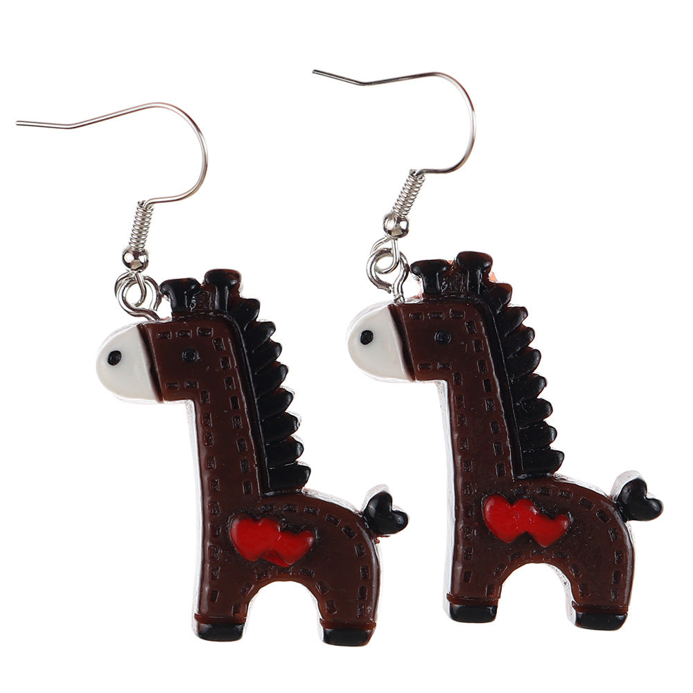 Wholesale fun cute cartoon animal pony earrings