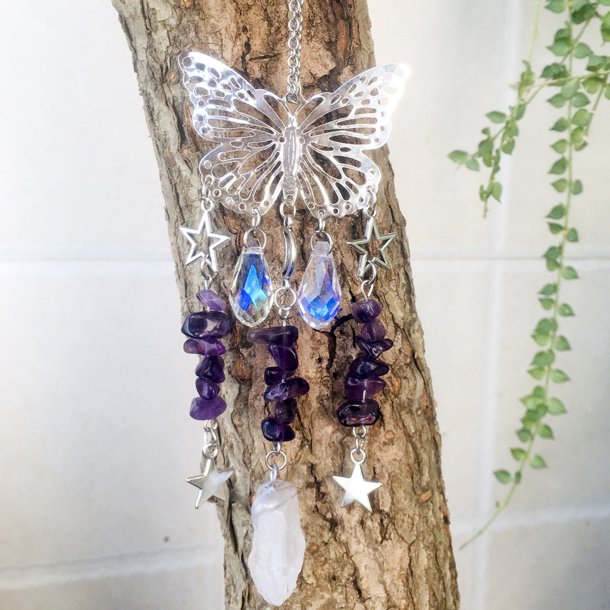 Wholesale Butterfly Energy Gravel Sun Catcher Wind Chime Crystal ACC-WS-RongGuan005