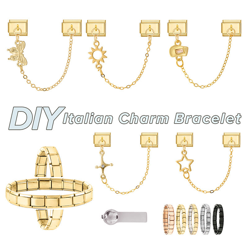 Wholesale Italian Charm Bracelet 9mm DIY Splicing Double Pendant Stainless Steel Composable Bracelet