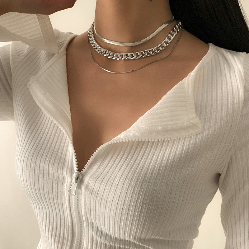 Wholesale punk style exaggerated metal thick chain necklace