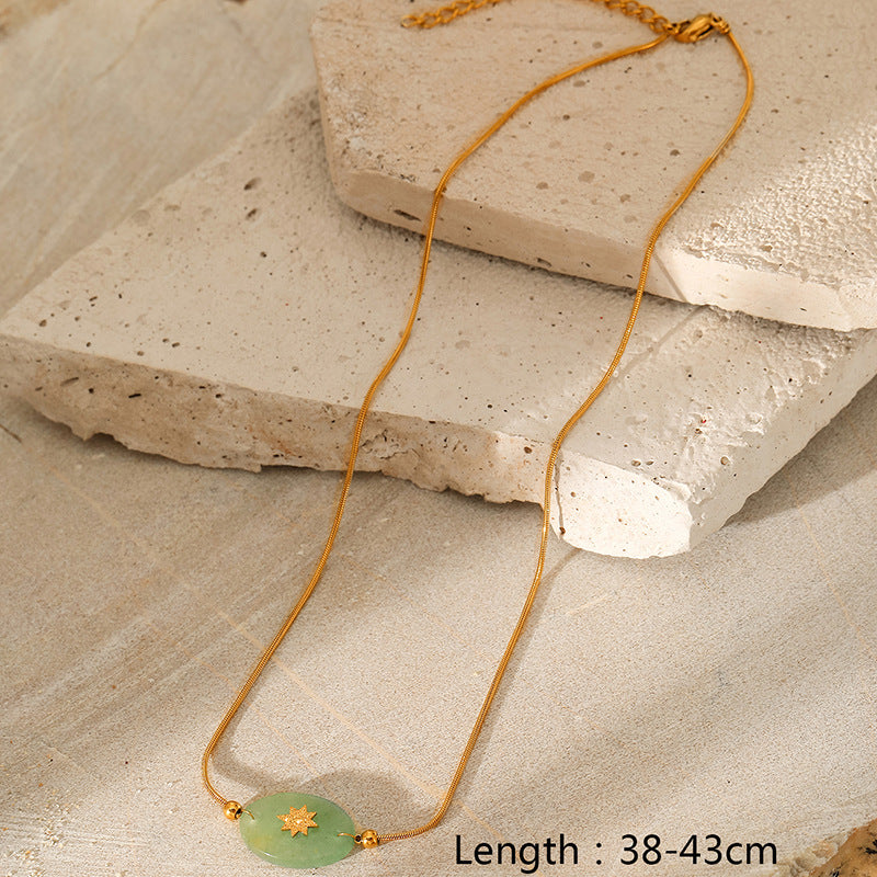 Wholesale Natural Stone Stainless Steel  Pendant Necklace