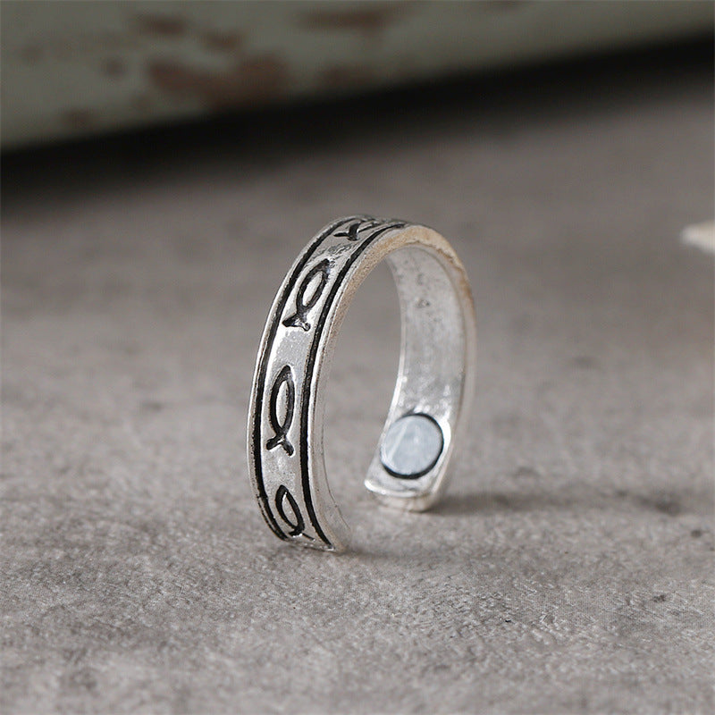 Wholesale Vintage Fish Pattern Magnetic Ring Gold Tone Zinc Alloy Fashion Accessory For Resale