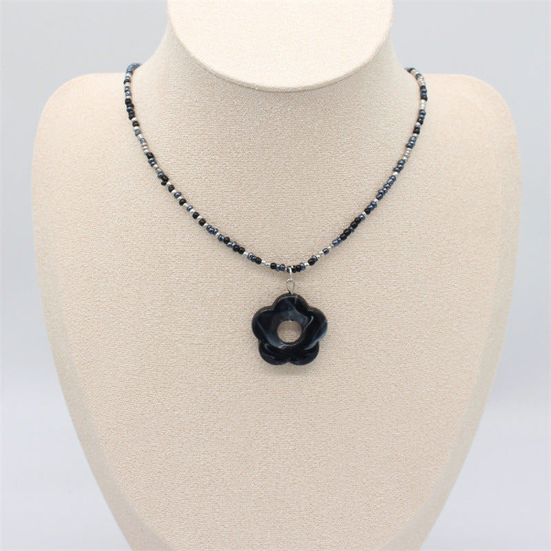 Wholesale colorful flower rice beads beaded necklace