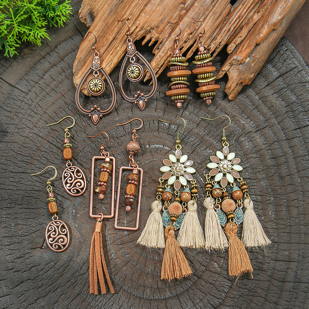 Wholesale Retro Bohemian Alloy Geometric Earrings for Everyday Wear