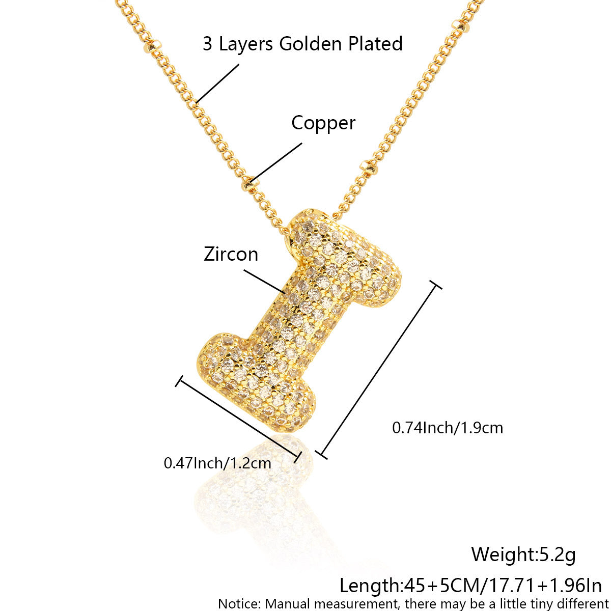 Wholesale Micro Inlaid Zircon Necklace 26 English Letters Balloon Letter Necklace ACC-NE-BaiTian002