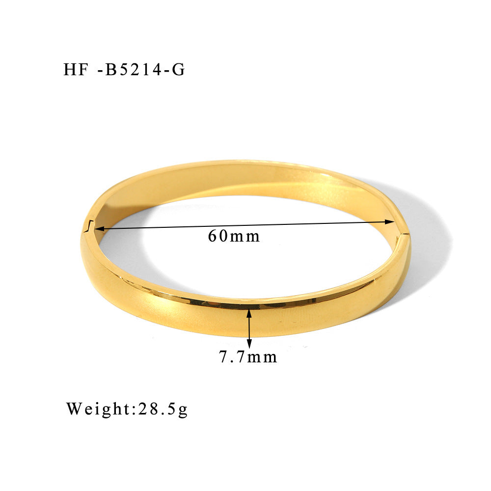 Wholesale Hand Polished 18K Gold Electroplated Stainless Steel Bracelet Trendy Fashion Accessory for Women