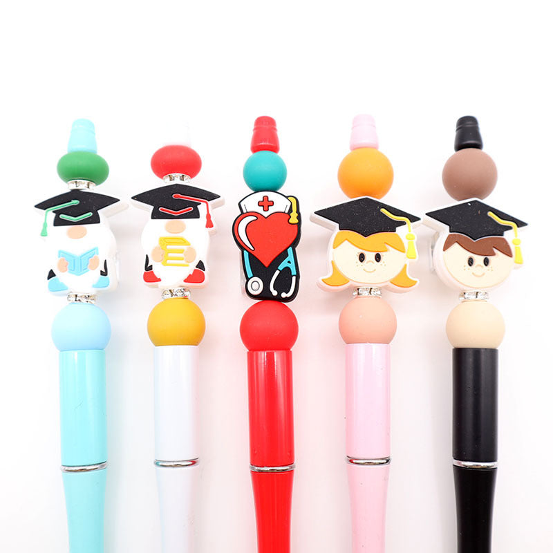 Wholesale  beaded pen cute cartoon silicone beaded pen