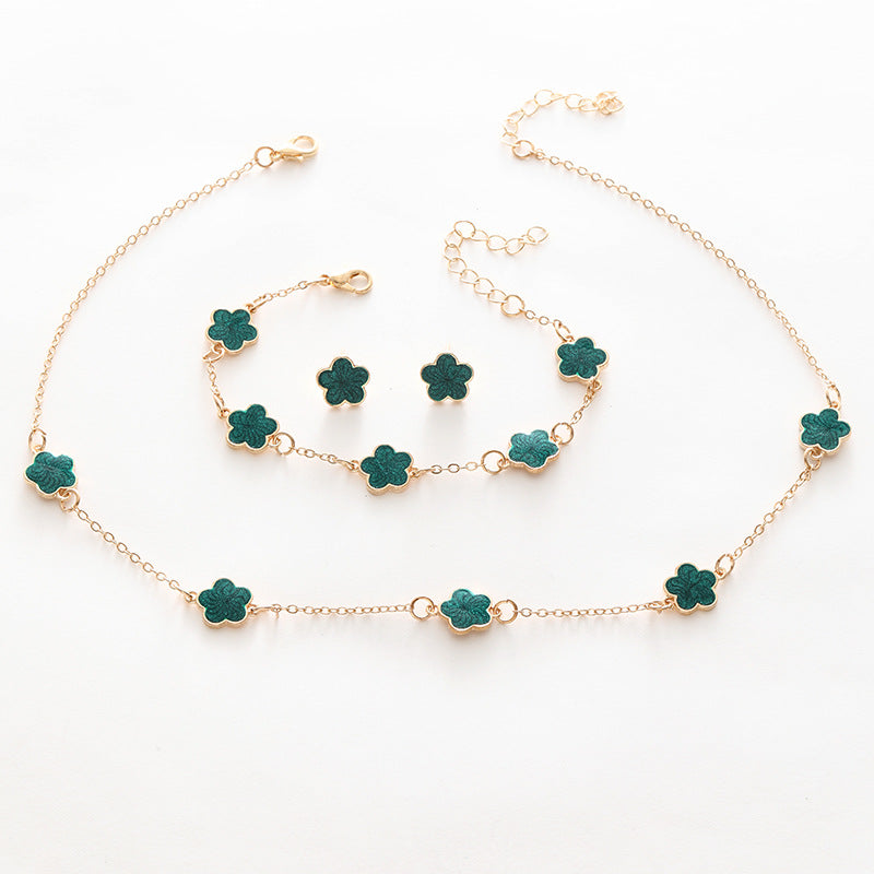 Wholesale Clover Necklace Bracelet Earrings 3-piece Sets ACC-NE-ChaoKai011