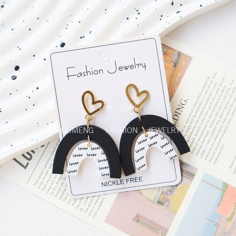 Wholesale Valentine's Day Acrylic Pottery Painted Arch Earrings