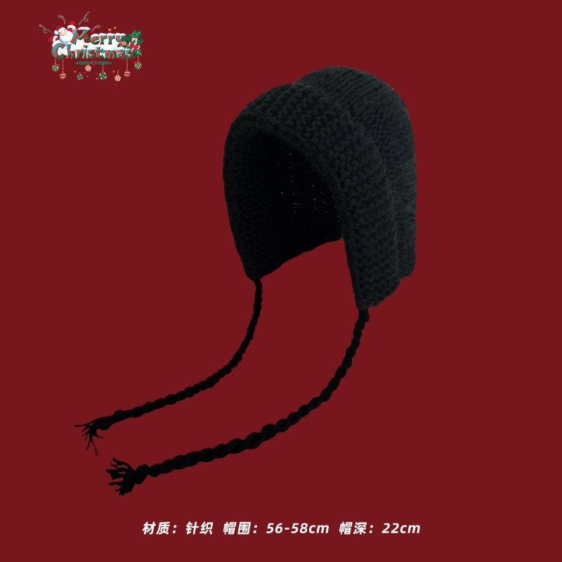 Wholesale Cute bear ears long braid plush hat
