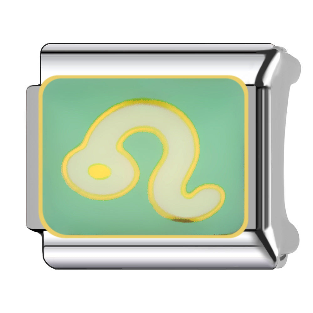 Wholesale Italian Charm Bracelet 9mm DIY  Twelve Zodiac Signs Color-Preserving Blue English   Creative Stainless Steel Composable Bracelet