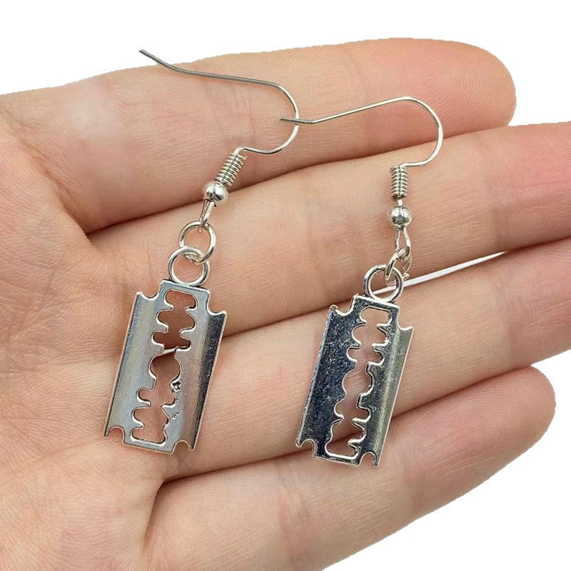 Wholesale Alloy Gothic Punk Razor Blade Earring and Pendant Set for Women Party Rock