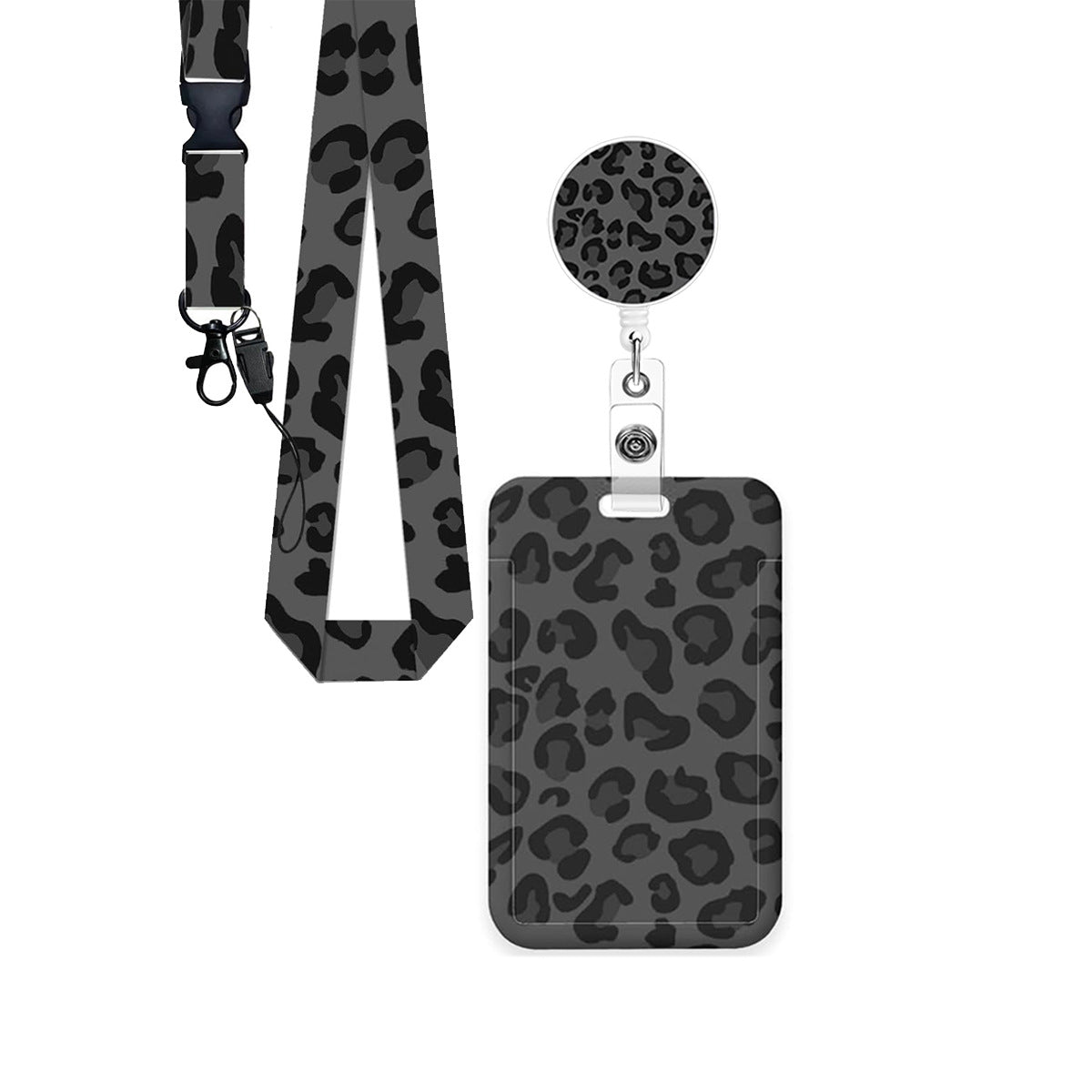 Wholesale retractable easy-pull buckle UV printing leopard print Badge Reels
