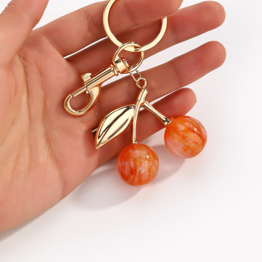 Wholesale Cute Star Glitter Cherry Pendant Resin Fruit Keychains