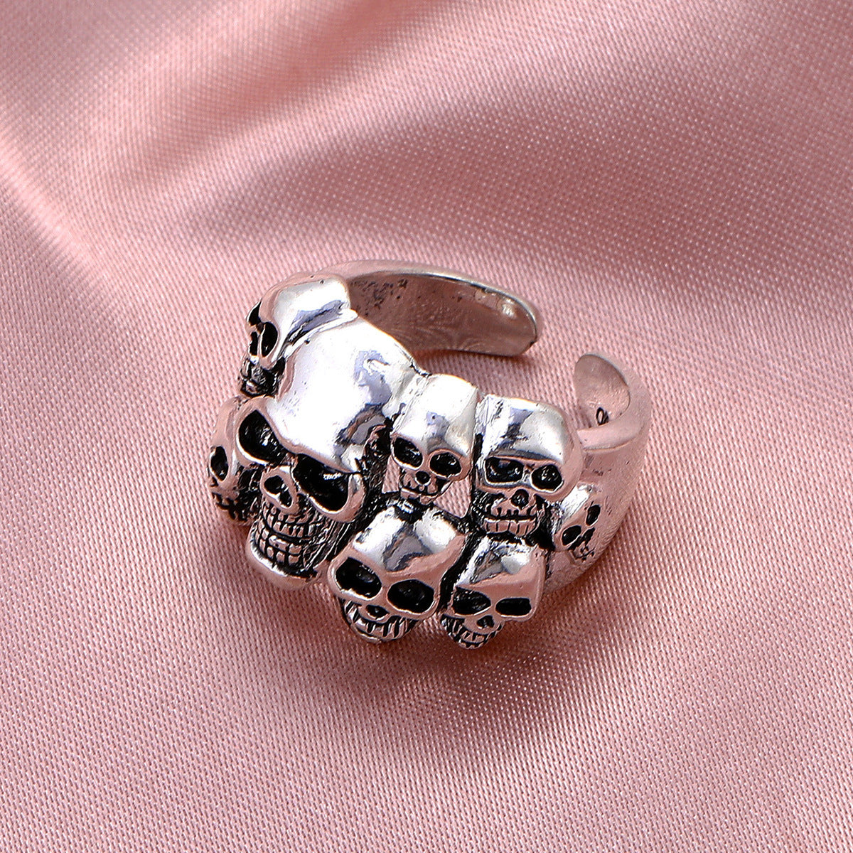 Wholesale Alloy Skull Ghost Head Ring Vintage Punk Adjustable Boutique Resale Jewelry