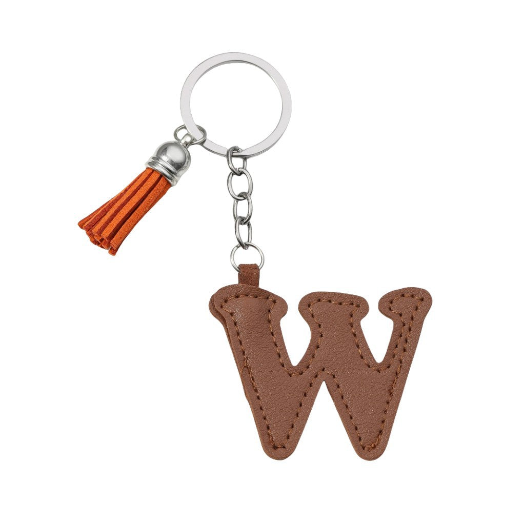 Wholesale PU leather 26 English letters colorful cowhide tassel keychain