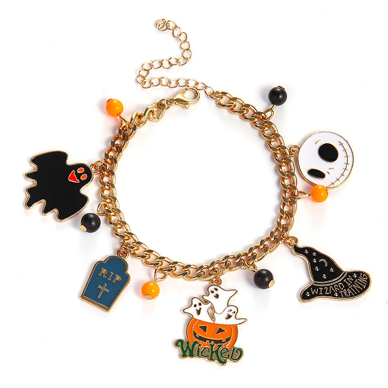 Wholesale  Funny Ghost Pumpkin Bracelet Alloy Electroplating Party Jewelry