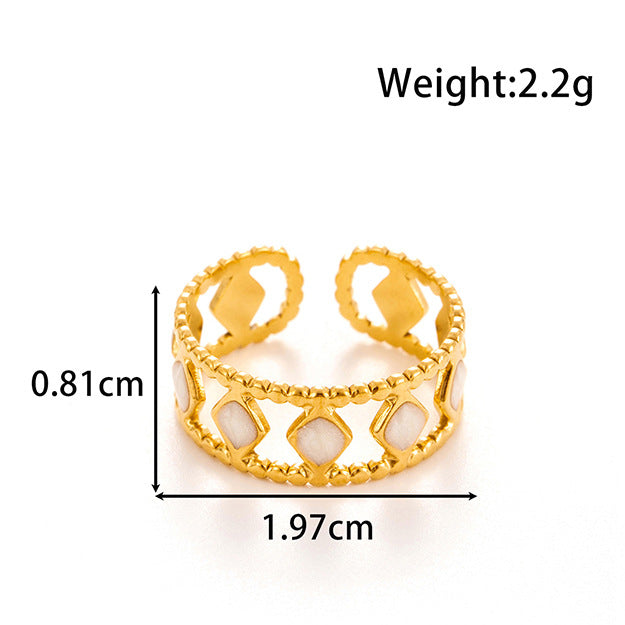 Wholesale  Retro   All-match Titanium Steel Diamond Pattern Opening Adjustable Ring