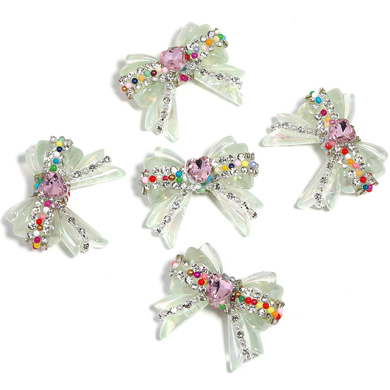 Wholesale 5pcs/ pack UV color plated love chain bow acrylic beads