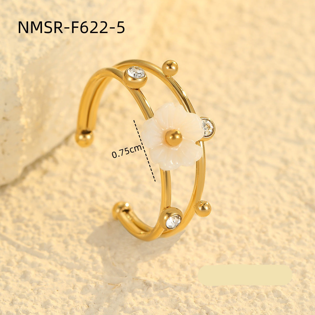 Wholesale flower 18K gold stainless steel ring