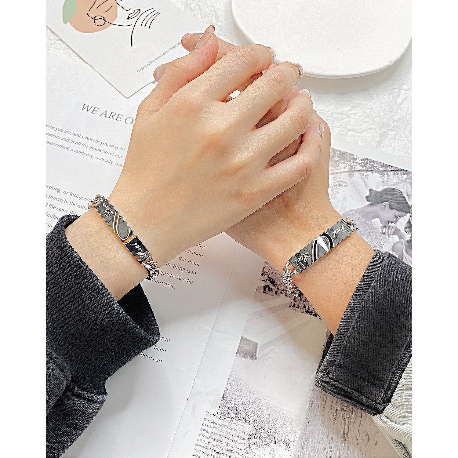 Wholesale stainless steel love puzzle couple bracelet