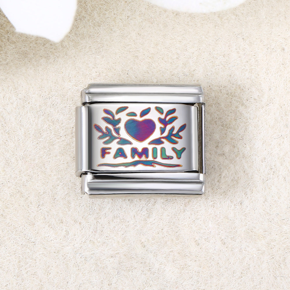 Wholesale  Italian Charm Bracelet 9mm DIY UV laser Creative Stainless Steel Composable Bracelet