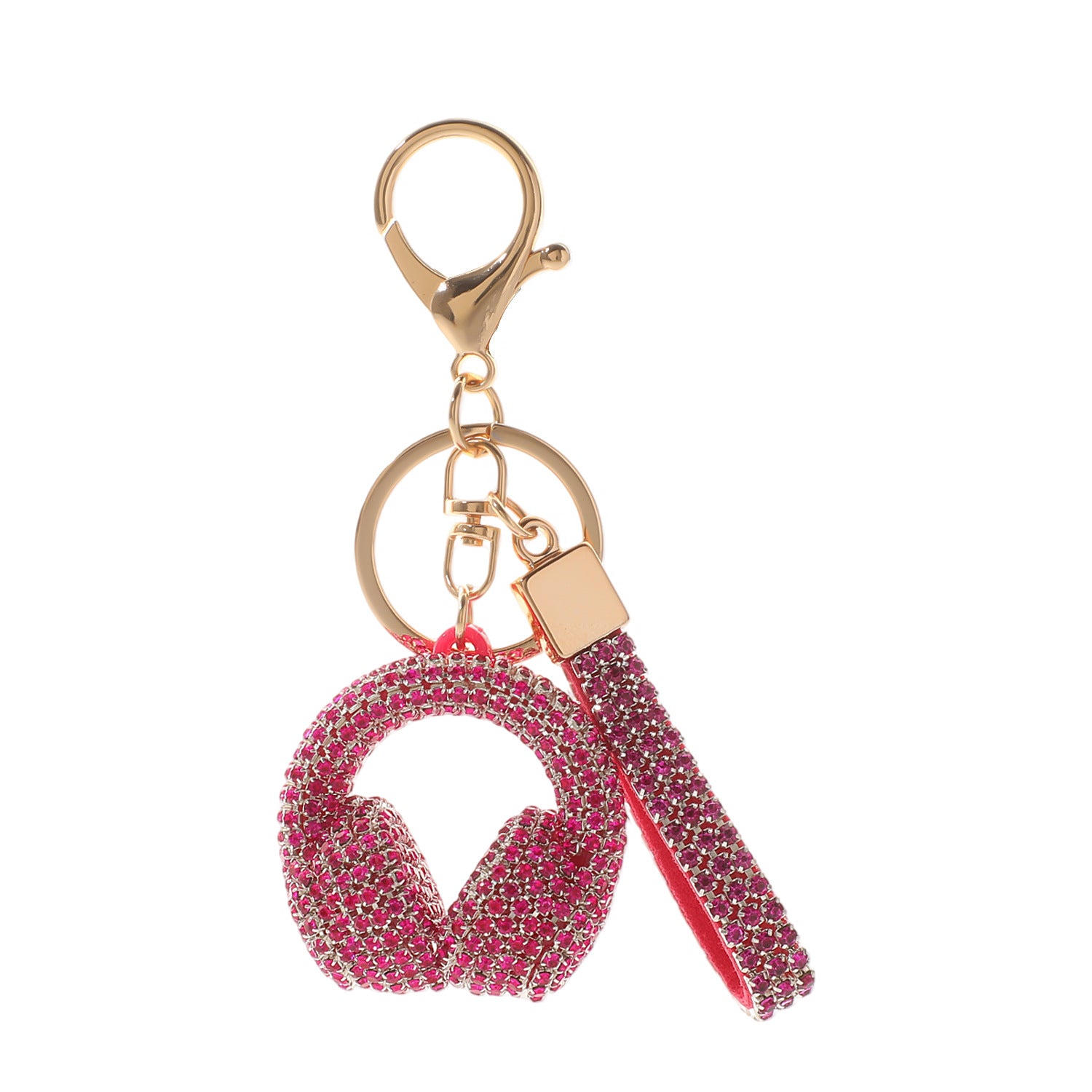 Wholesale Bright Red Rhinestone Earphone Keychain - Trendy Car Key Accessory