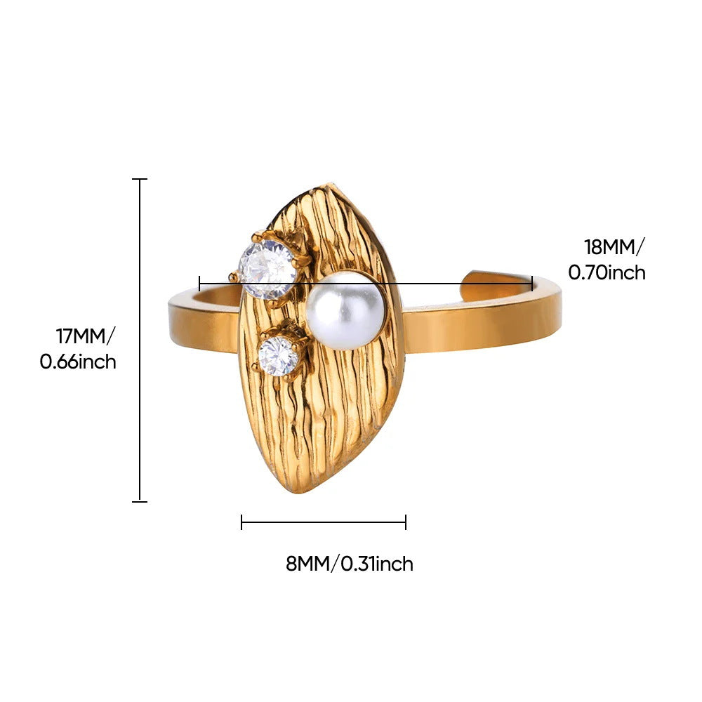 Wholesale Stainless Steel Pearl Starfish Shell Ring