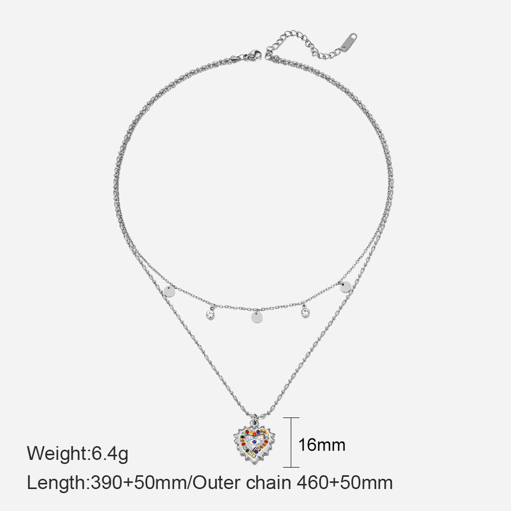 Wholesale Stainless Steel Three-Layer Pearl Starfish Pendant Necklace