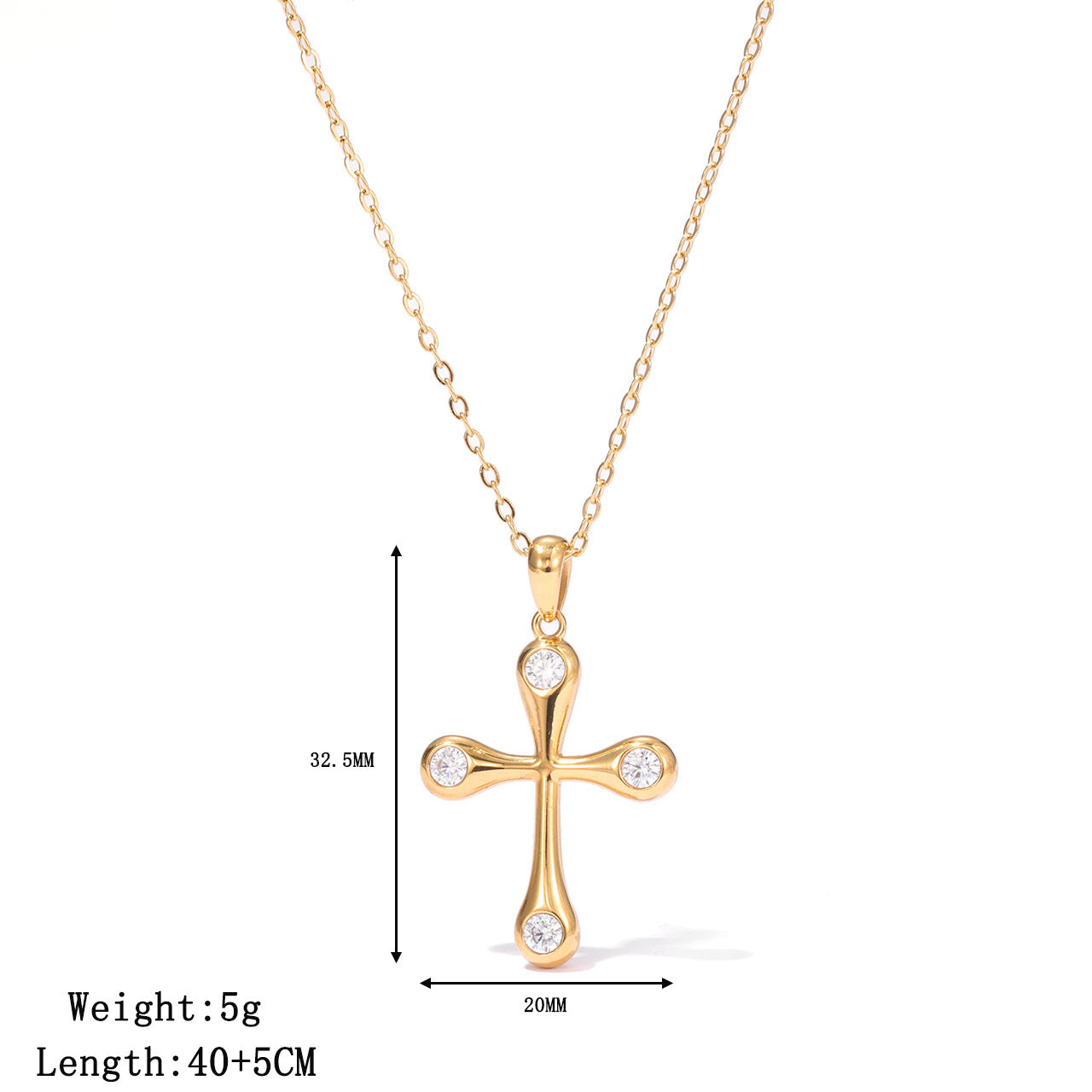 Wholesale Titanium Steel Cross  Colorful Zircon Clavicle Necklace