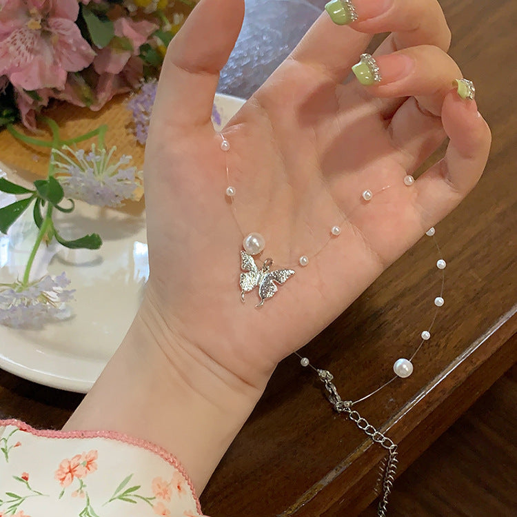 Wholesale Love Pearl Necklace Sweater Chain Clavicle Chain Choker Necklace ACC-NE-Hank001