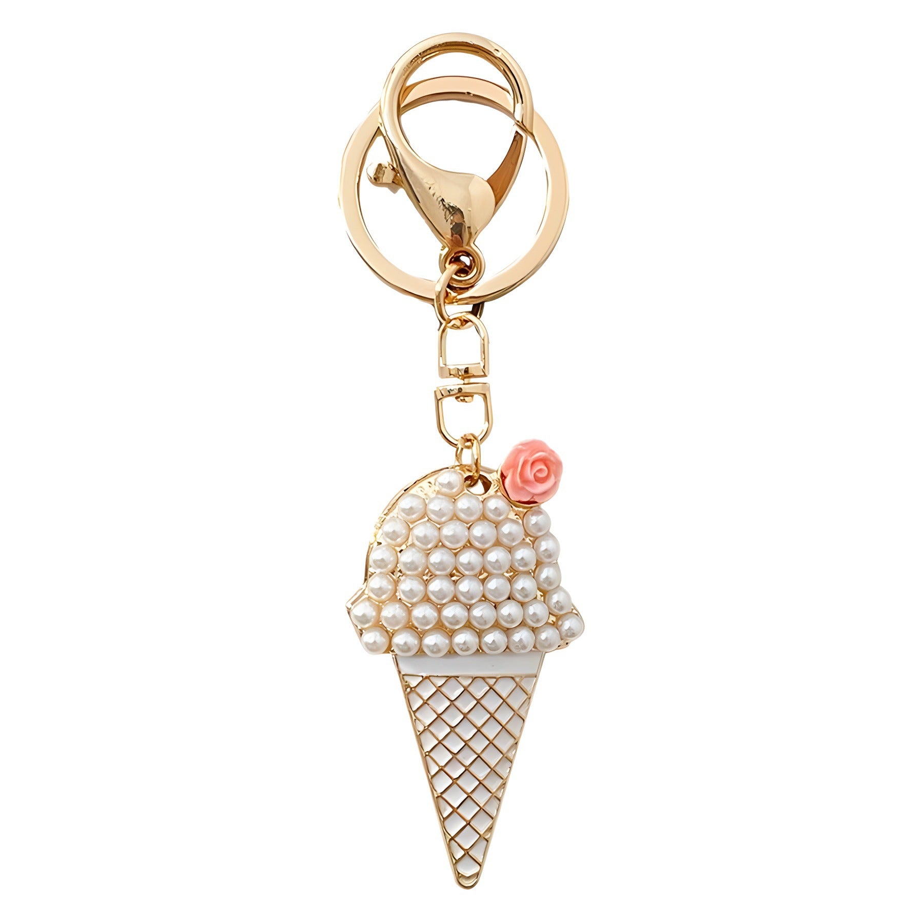 Wholesale Diamond Pearl Ice Cream Car Metal Keychains ACC-KC-ChenHui007