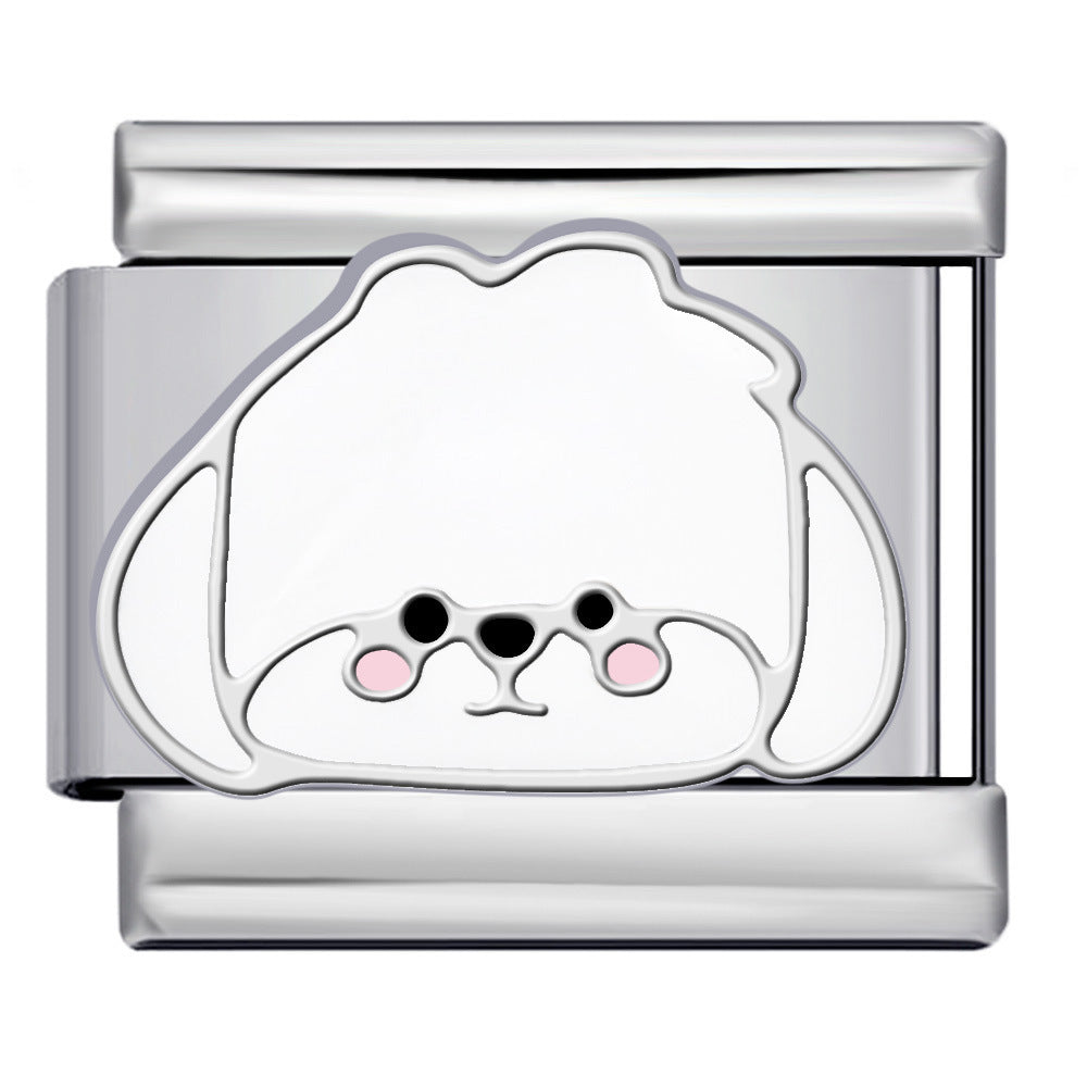 Wholesale 5pcs Italian Charm Bracelet 9mm DIY Splicing Cute Cartoon Dog Stainless Steel Composable Bracelet