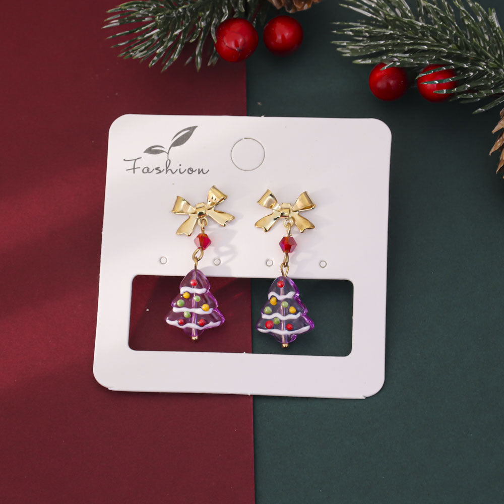 Wholesale Christmas  Tree Bow Drop Earrings