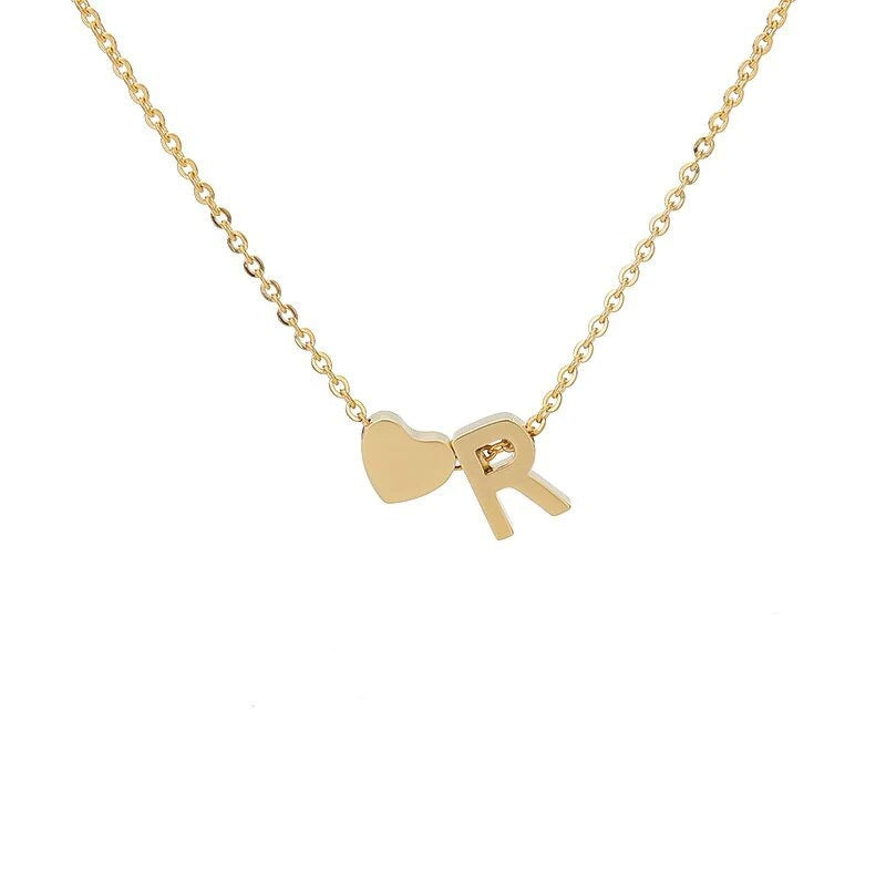 Wholesale Trendy Heart Letter Love Necklace Titanium Steel Gold Inlaid Fashion Jewelry Accessory