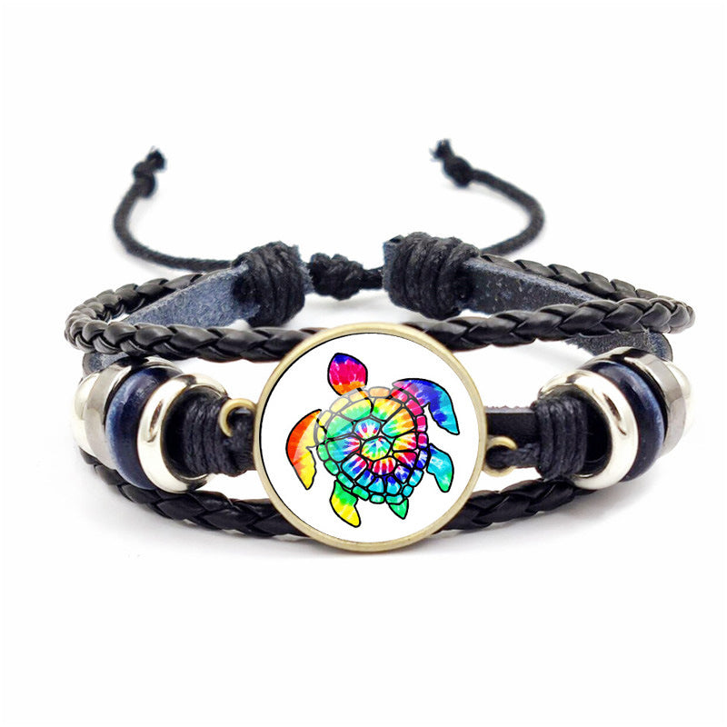 Wholesale Rendering Color Turtle Bracelet Retro Woven Leather Bracelet ACC-BT-JiaYun002