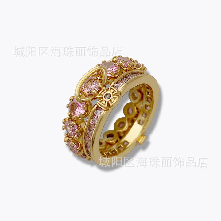 Wholesale double diamond inlaid zircon ring