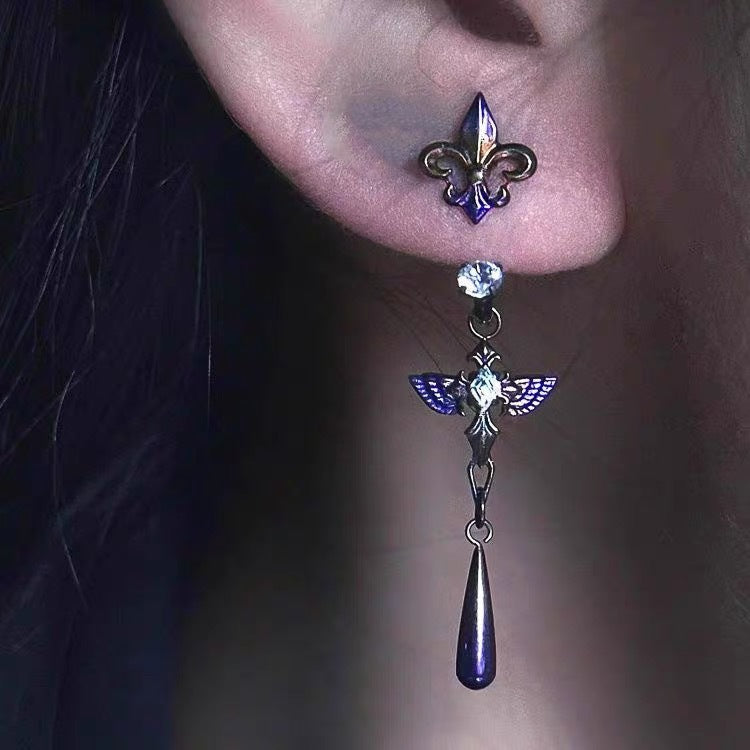 Wholesale Purple Oriole Flower Pendant Earrings