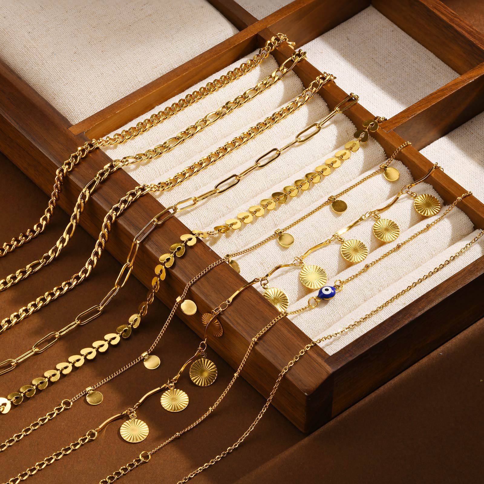 Wholesale Stainless Steel Geometric Anklet For Women Beach Style Fashion Jewelry Accessory