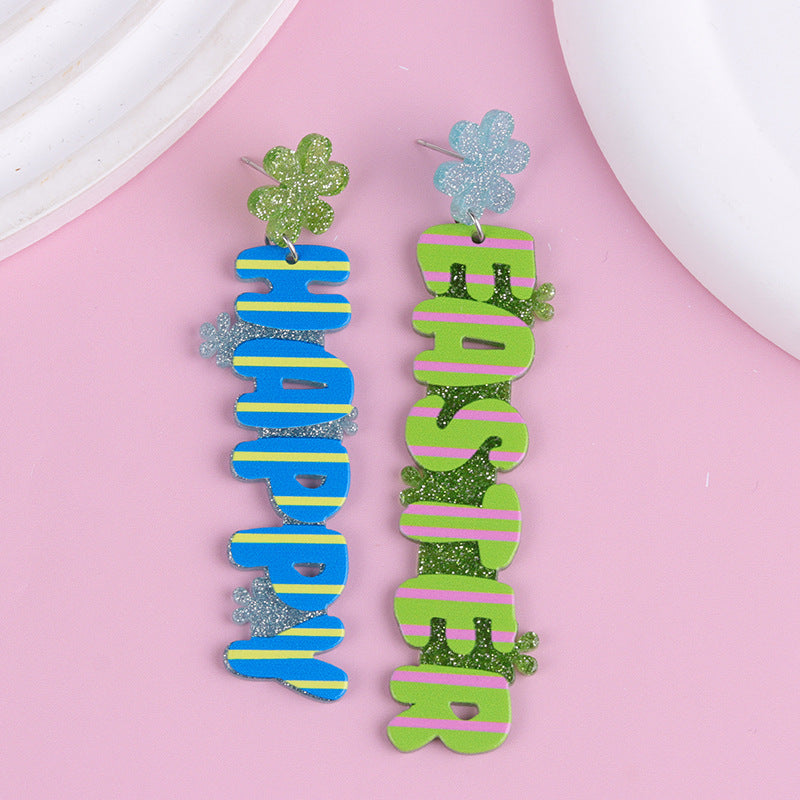 Wholesale 2PCS Acrylic Easter Bunny Egg Earrings