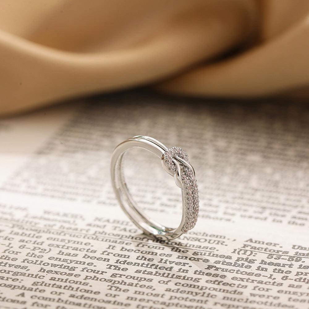 Wholesale  knot knot knot micro-inlaid zircon ring