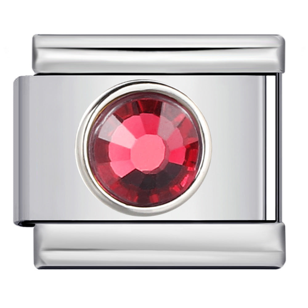 Wholesale Italian Charm Bracelet 9mm DIY Splicing Removable Circle Colored Stone Stainless Steel Composable Bracelet