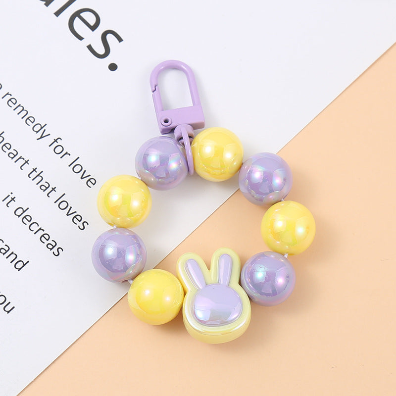 Wholesale Rabbit Beaded Keychains Plated with Colored Acrylic Pendants, Bags, Pendants ACC-KC-HuiMei009