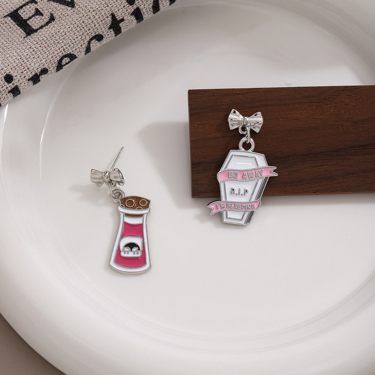 Wholesale Silver Needle  Cartoon Ghost Pumpkin Skull Asymmetric Earrings