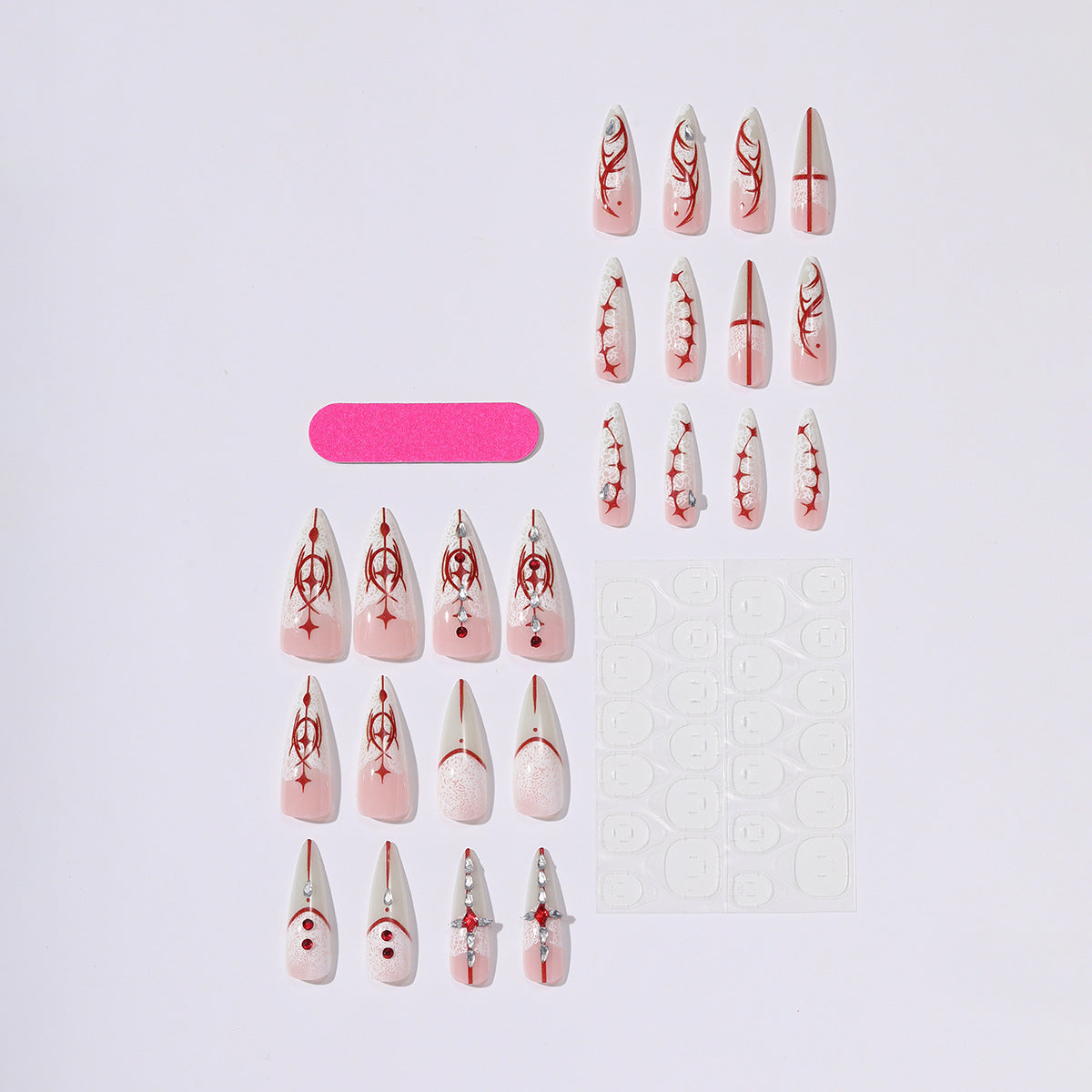 Wholesale 24 Pieces/  box  white gradient lace Gothic Nails Kits Nail Stickers