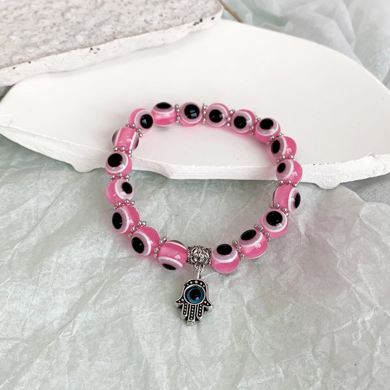 Wholesale Evil Blue Eyes Colorful Beaded Bracelet ACC-BT-Gangm011