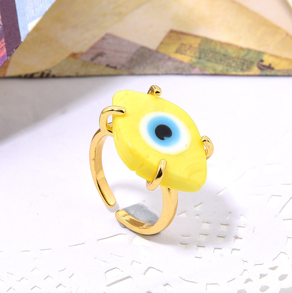 Wholesale Bohemian copper inlaid glass eye ring
