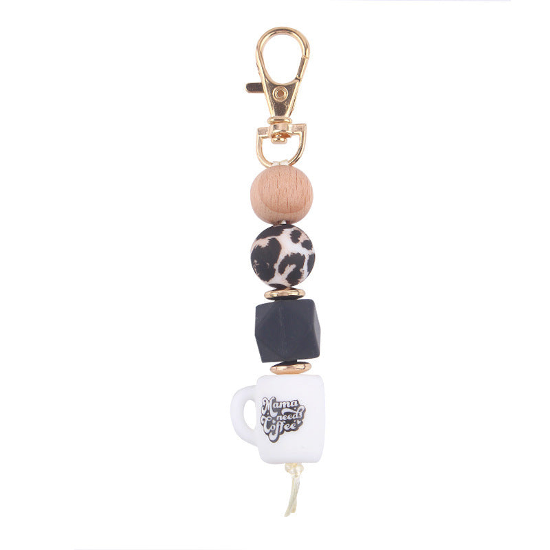 Wholesale Leopard Print Silicone Beaded Lanyard Keychain ACC-KC-GuangTian040